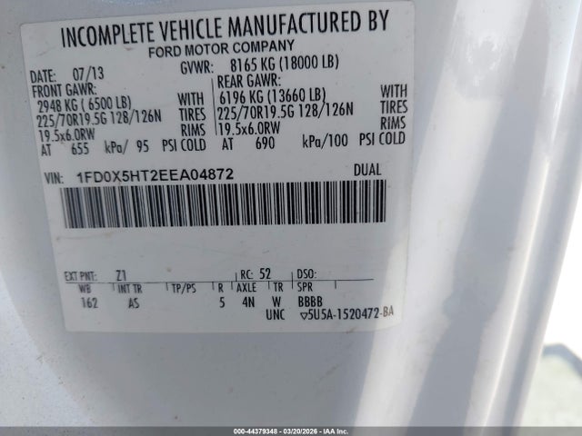 Ford F-550 Chassis Xl 2014 1FD0X5HT2EEA04872 Image 9