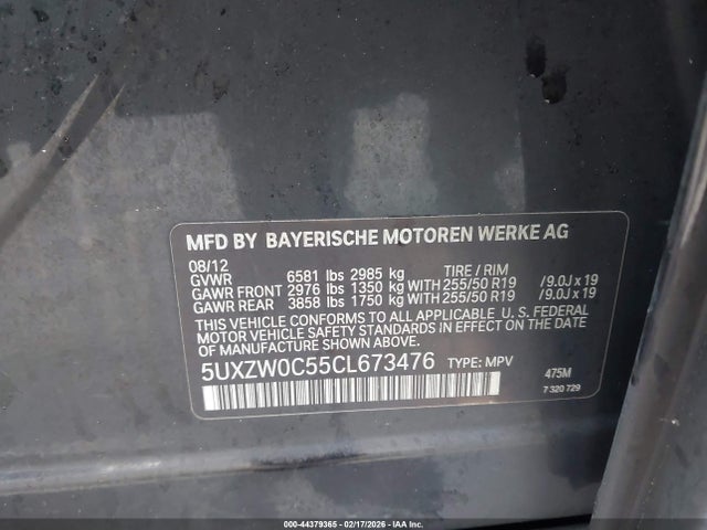 Продаж на аукціоні авто 2012 Bmw X5 Xdrive35d, vin: 5UXZW0C55CL673476, номер лоту: 44379365
