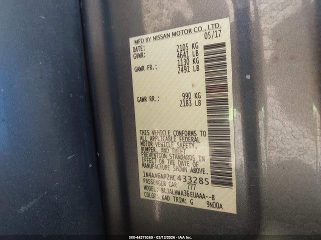 2017 NISSAN MAXIMA 1N4AA6AP2HC433285 Photo 8