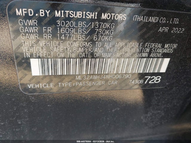 2022 MITSUBISHI MIRAGE ML32AWHJ4NH006790 Photo 8