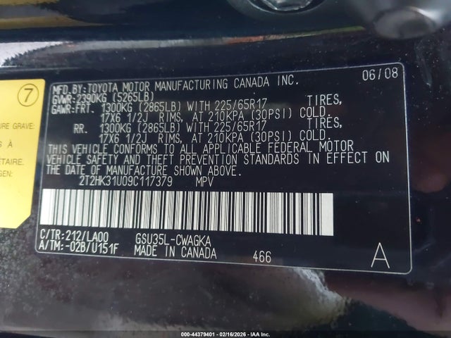 2009 Lexus Rx 350 მანქანა იყიდება აუქციონზე, vin: 2T2HK31U09C117379, აუქციონის ნომერი: 44379401