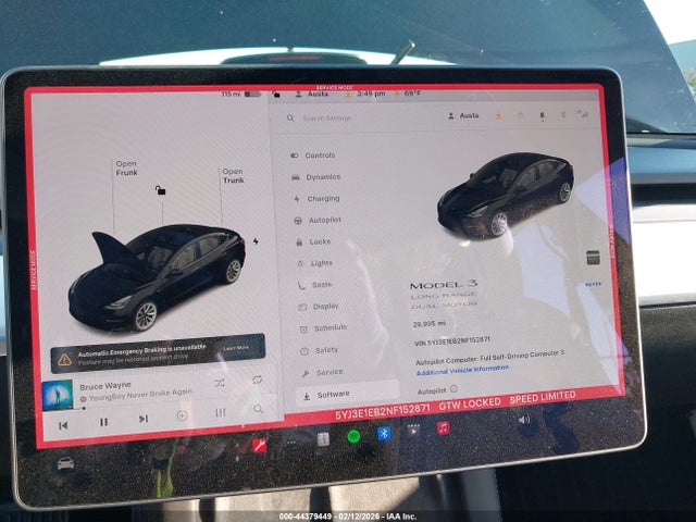 Продажа на аукционе авто 2022 Tesla Model 3 Long Range Dual Motor All-wheel Drive, vin: 5YJ3E1EB2NF152871, номер лота: 44379449