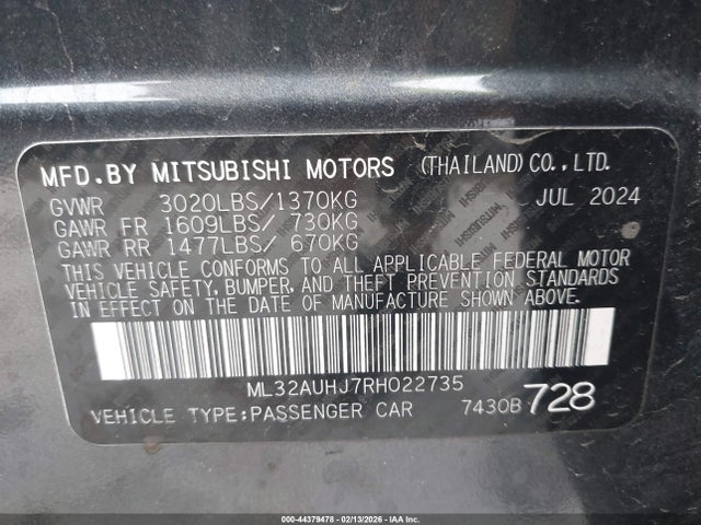 2024 MITSUBISHI MIRAGE ML32AUHJ7RH022735 Photo 8