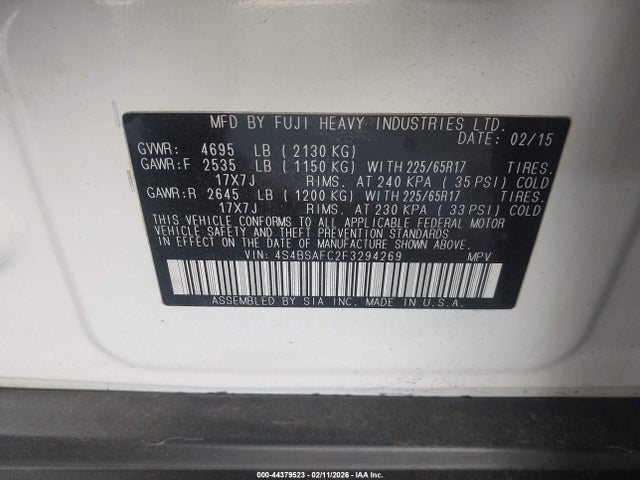 4S4BSAFC2F3294269 Subaru Outback 2.5i Premium
