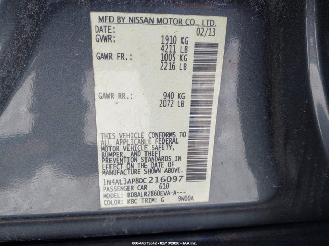 2013 NISSAN ALTIMA 1N4AL3AP8DC216097 Photo 8