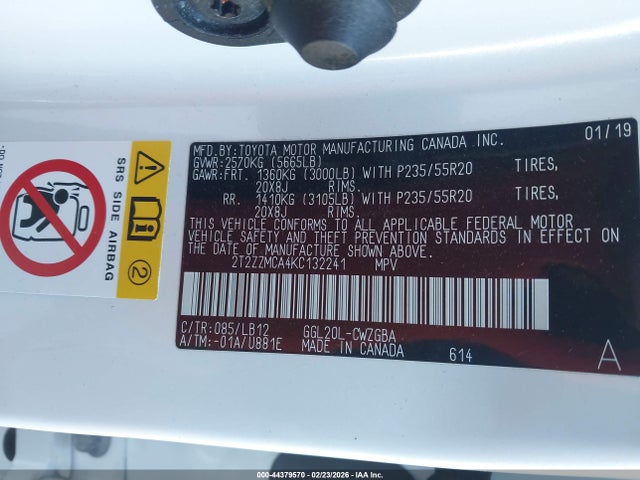 2019 Lexus Rx 350 მანქანა იყიდება აუქციონზე, vin: 2T2ZZMCA4KC132241, აუქციონის ნომერი: 44379570