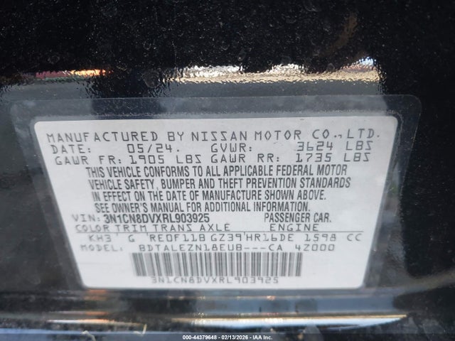 Nissan Versa 1.6 S 2024 3N1CN8DVXRL903925 Image 9