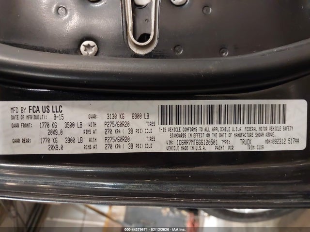 Auction sale of the 2016 Ram 1500 Sport, vin: 1C6RR7MT6GS120501, lot number: 44379671