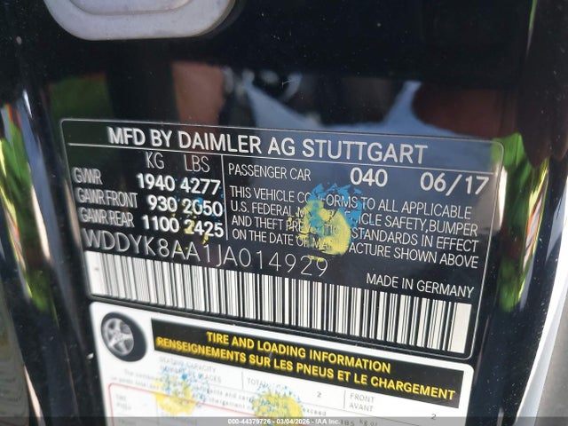 2018 MERCEDES-BENZ AMG GT C WDDYK8AA1JA014929 Photo 8