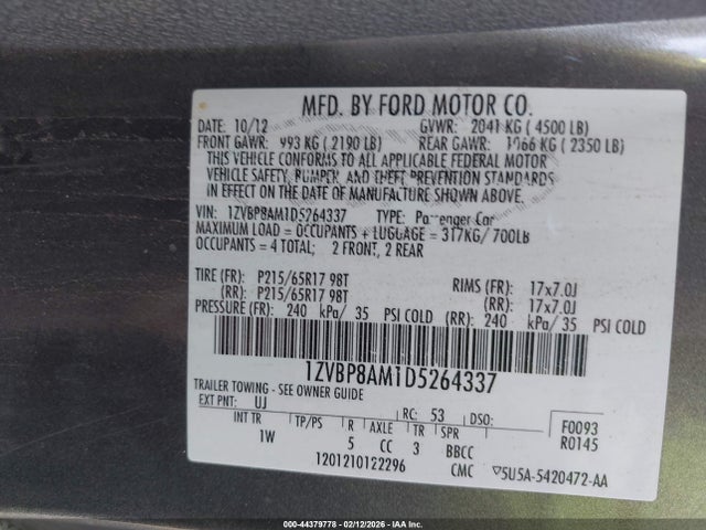 2013 FORD MUSTANG 1ZVBP8AM1D5264337 Photo 8