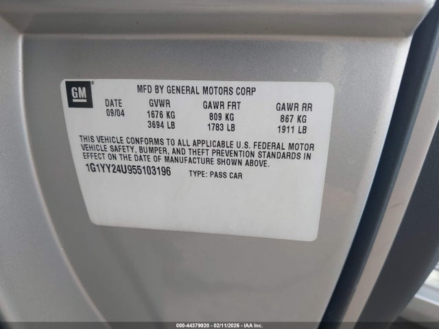 2005 CHEVROLET CORVETTE 1G1YY24U955103196 Photo 8