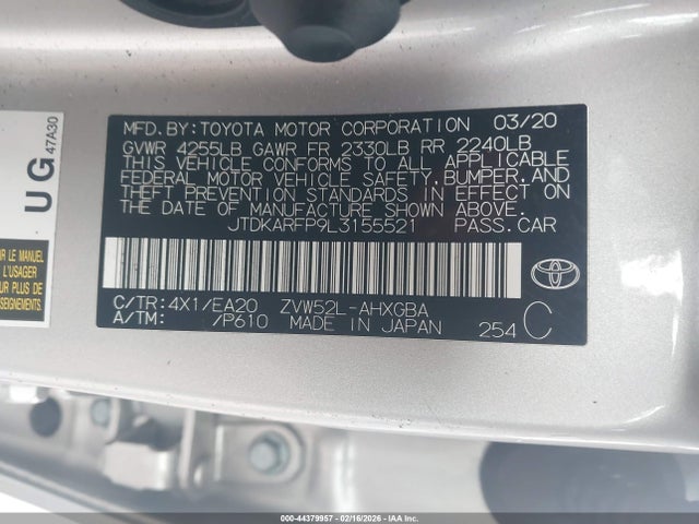 2020 TOYOTA PRIUS PRIME JTDKARFP9L3155521 Photo 8