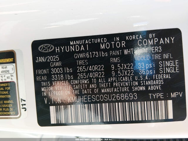 Aukcja sprzedaży 2025 Genesis Gv80 3.5t Prestige Awd, vin: KMUHEESC0SU268693, numer aukcji: 44379991
