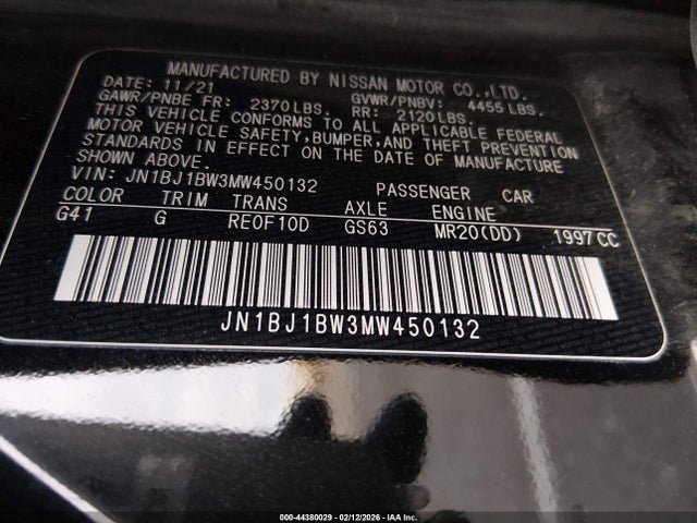 JN1BJ1BW3MW450132 Nissan Rogue Sport Sv Awd Xtronic Cvt