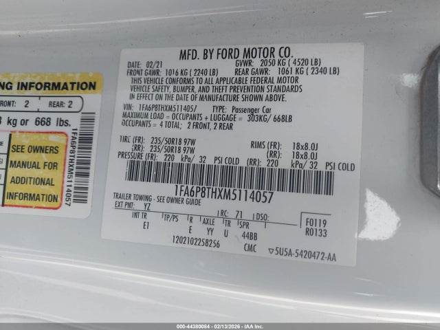 Ford Mustang Ecoboost Premium Fastback 2021 1FA6P8THXM5114057 Image 9