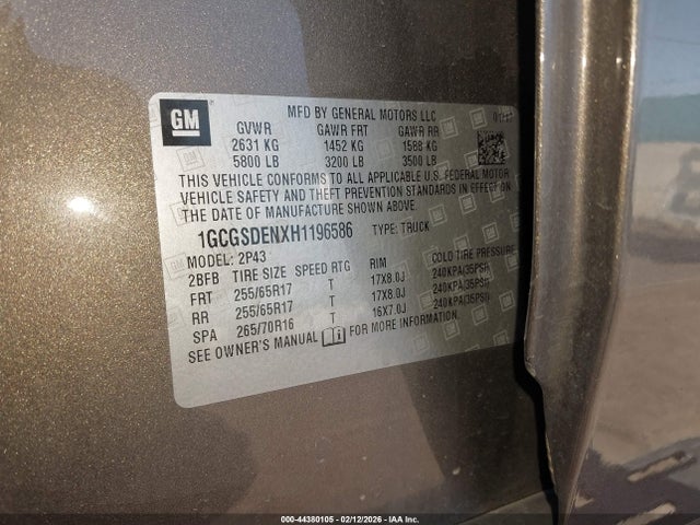 1GCGSDENXH1196586 Chevrolet Colorado Z71