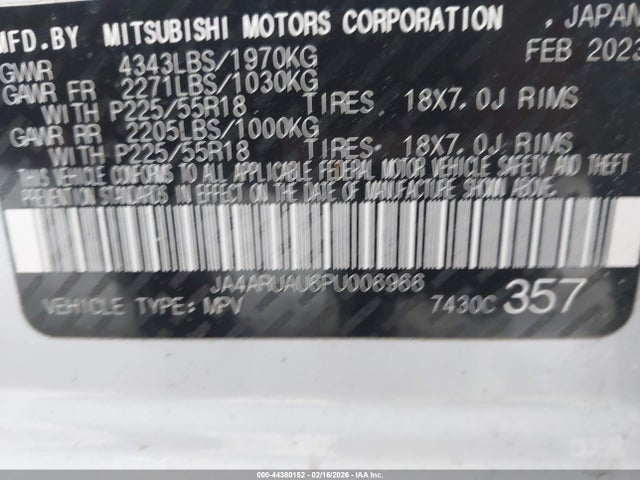 JA4ARUAU6PU006966 Mitsubishi Outlander Sport 2.0 Le Awc