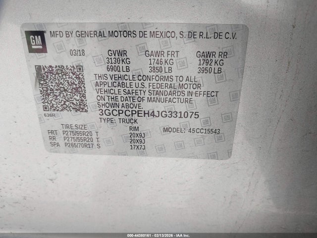 3GCPCPEH4JG331075 Chevrolet Silverado 1500 Custom