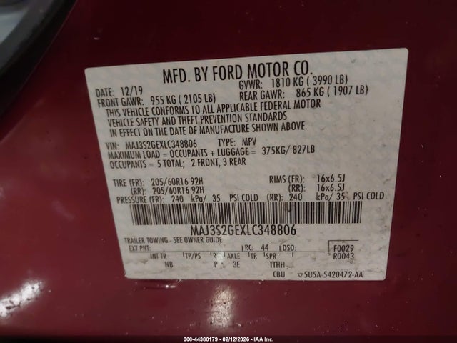 2020 FORD ECOSPORT MAJ3S2GEXLC348806 Photo 8