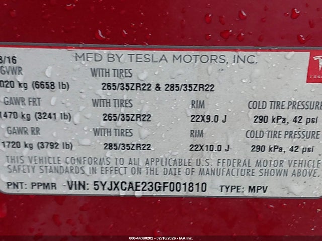 2016 TESLA MODEL X 5YJXCAE23GF001810 Photo 8