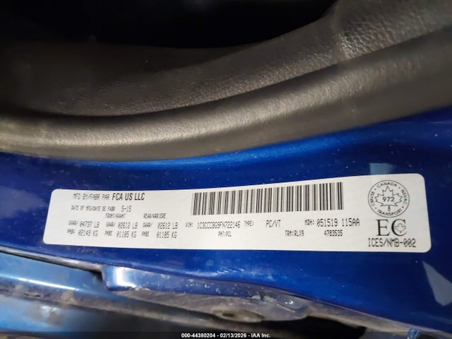 2015 Chrysler 200 S მანქანა იყიდება აუქციონზე, vin: 1C3CCCBG9FN722146, აუქციონის ნომერი: 44380204