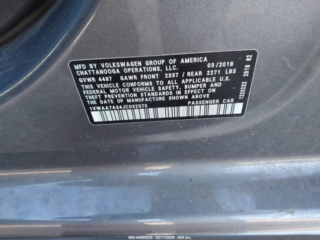 1VWAA7A34JC032370 Volkswagen Passat 2.0t R-line/2.0t S