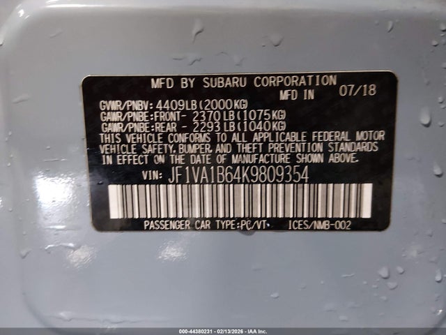 JF1VA1B64K9809354 Subaru Wrx Premium