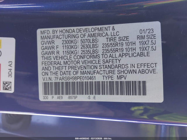 7FARS6H98PE010461 Honda Cr-v Hybrid Sport Touring