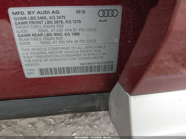 2018 AUDI Q5 WA1BNAFY5J2238309 Photo 8