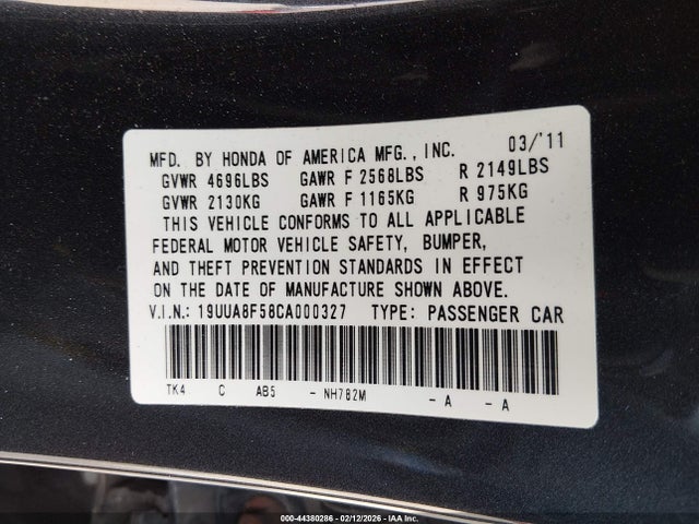 2012 ACURA TL 19UUA8F58CA000327 Photo 8