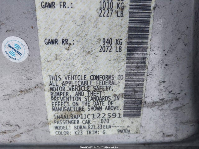 Nissan Altima 2.5 Sl 2018 1N4AL3AP1JC122591 Image 9