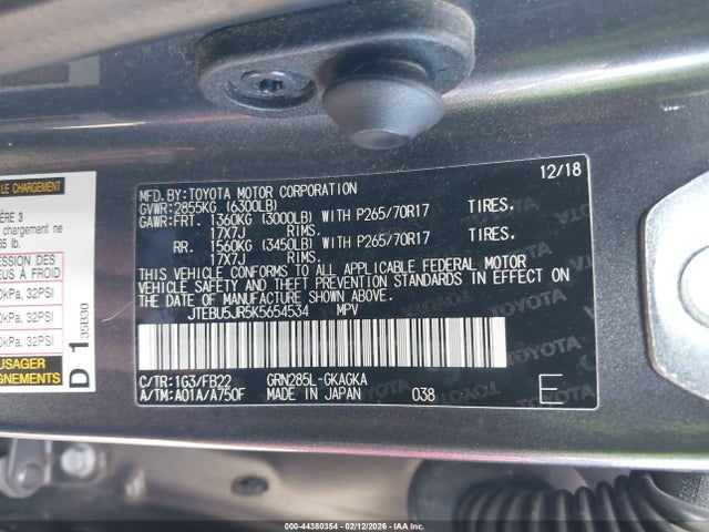 JTEBU5JR5K5654534 Toyota 4RUNNER SR5