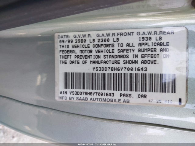 2000 SAAB 9-3 YS3DD78H6Y7001643 Photo 8