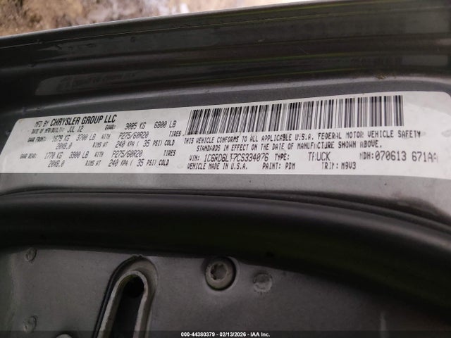 2012 Ram 1500 Slt მანქანა იყიდება აუქციონზე, vin: 1C6RD6LT7CS334076, აუქციონის ნომერი: 44380379