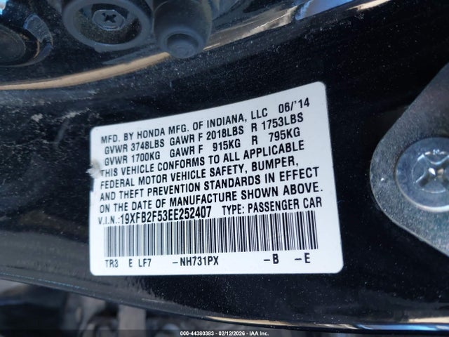 Honda Civic Lx 2014 19XFB2F53EE252407 Image 9