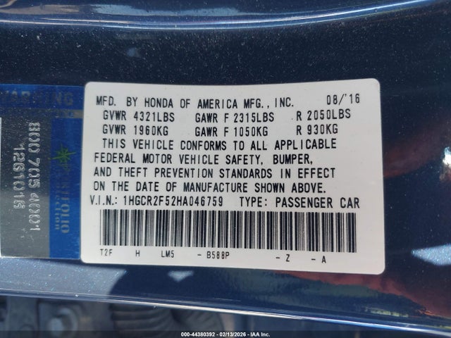 1HGCR2F52HA046759 Honda Accord Sport