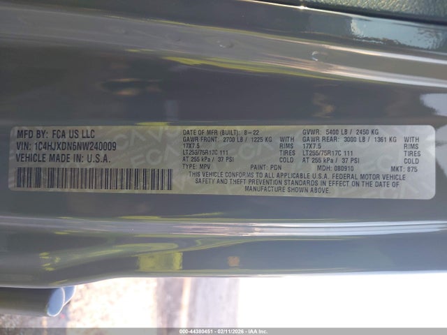 1C4HJXDN6NW240009 Jeep Wrangler Unlimited Willys 4x4