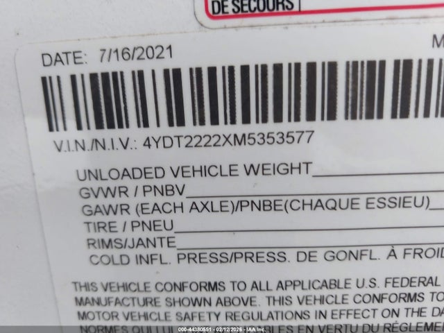 4YDT2222XM5353577 Sunset Travel Trailer