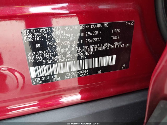 2T3W1RFV1SW394430 Toyota Rav4 Xle