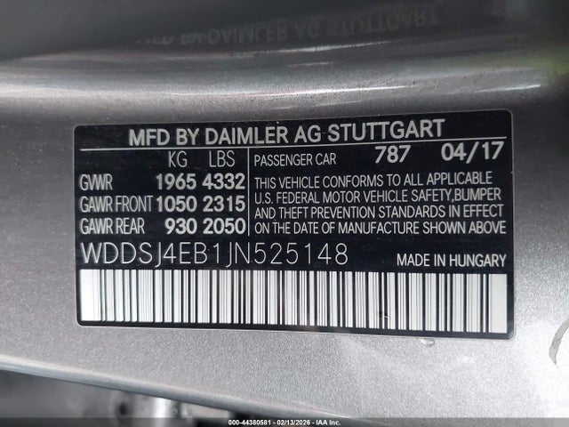 WDDSJ4EB1JN525148 Mercedes-Benz CLA 250