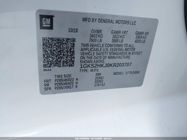 1GKS2HKJ0KR203707 GMC YUKON XL DENALI