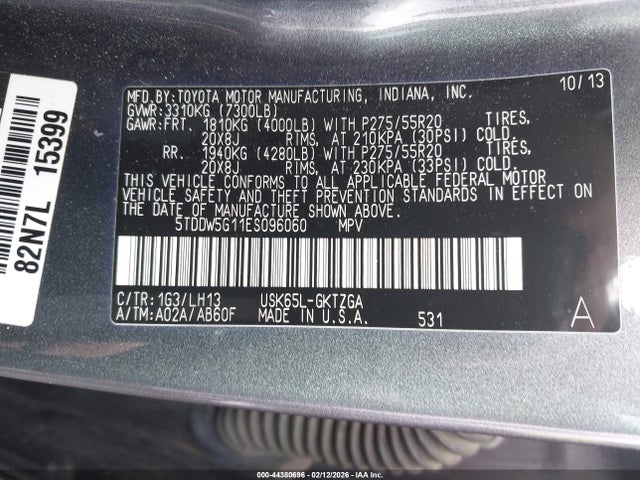 5TDDW5G11ES096060 Toyota Sequoia Platinum 5.7l V8
