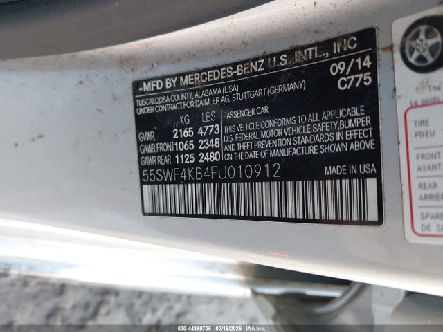44380705 :رقم المزاد ، 55SWF4KB4FU010912 vin ، 2015 Mercedes-benz C 300 Luxury 4matic مزاد بيع