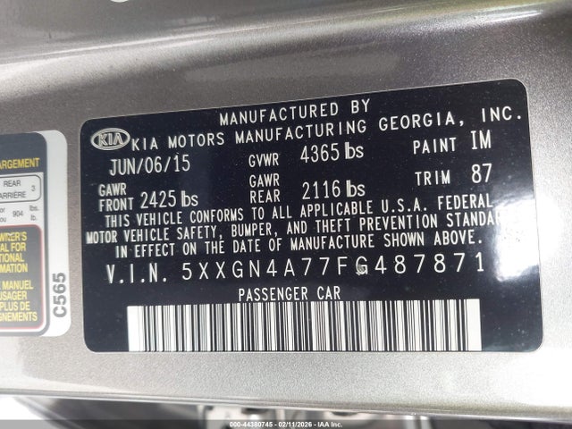 5XXGN4A77FG487871 KIA OPTIMA EX
