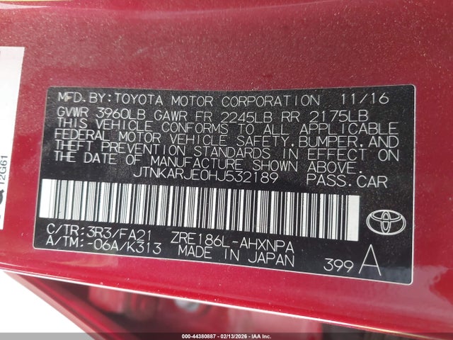 JTNKARJE0HJ532189 Toyota COROLLA IM