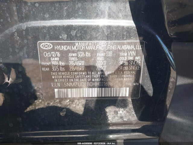 Aukcja sprzedaży 2017 Hyundai Santa Fe Sport 2.4l, vin: 5NMZUDLB0HH021698, numer aukcji: 44380896