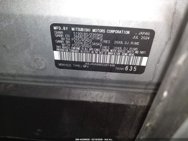 2024 MITSUBISHI OUTLANDER JA4J4VA88RZ081486 Photo 8