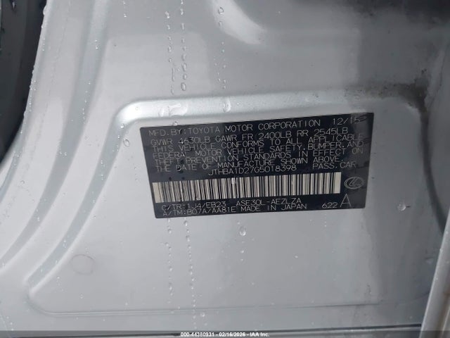 2016 LEXUS IS 200T JTHBA1D27G5018398 Photo 8