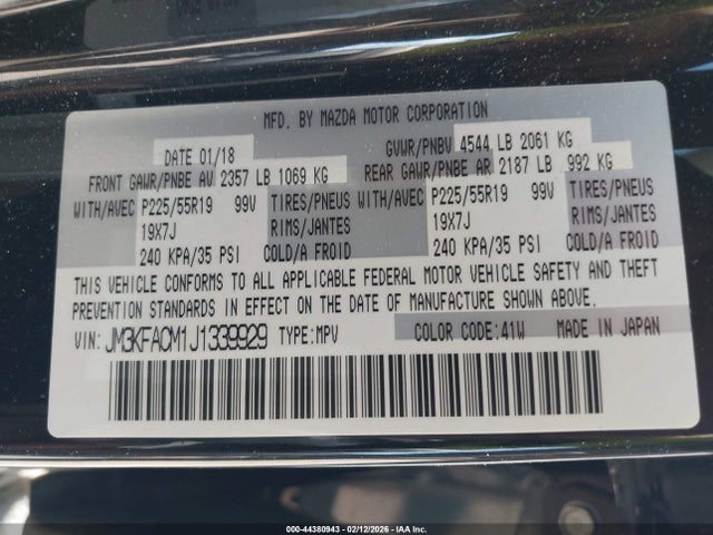 JM3KFACM1J1339929 Mazda Cx-5 Touring