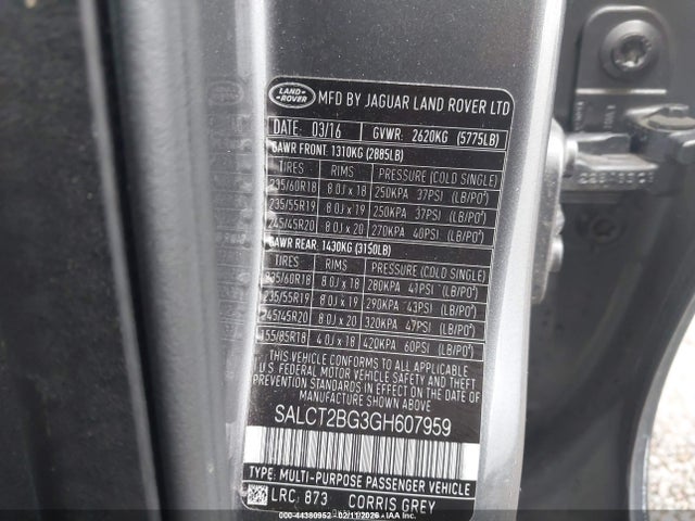 SALCT2BG3GH607959 Land Rover Discovery Sport Hse Lux